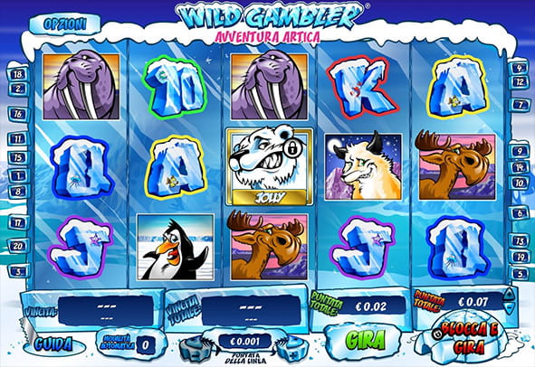 L'interfaccia grafica della slot Arctic Adventure di Playtech.