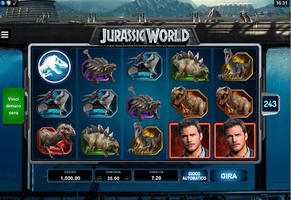 Il gameplay della slot Jurassic Word prodotta dalla software house Microgaming.