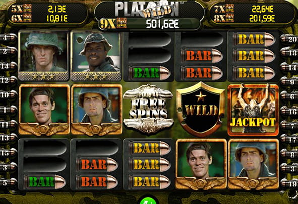 L'interfaccia grafica della slot Platoon Wild dello sviluppatore iSoftBet.
