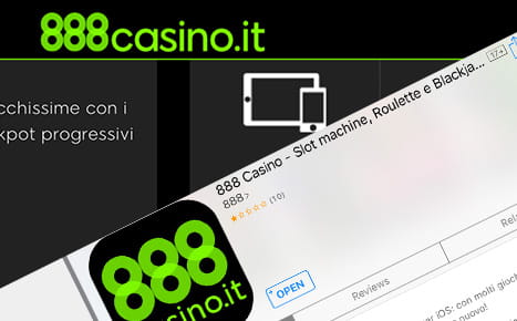 L'interfaccia grafica di un iTunes store mostra una app mobile di 888casino e un pulsante che permette di aprirla.