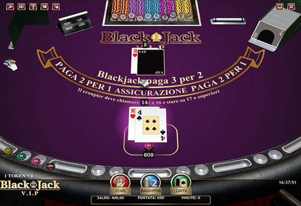 Il dettaglio su una partita di Blackjack VIP in corso di svolgimento.