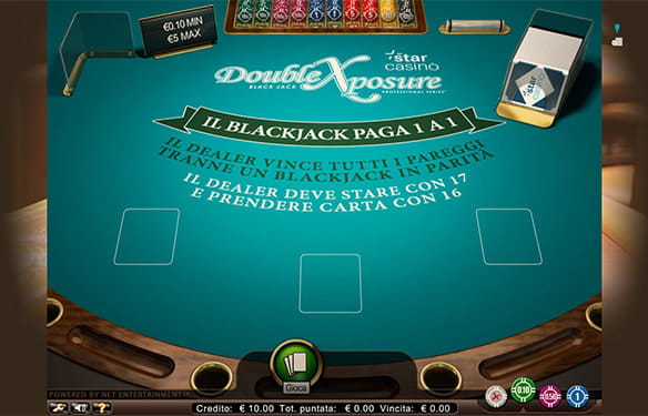 In Double Xposure Blackjack il banco riceve due carte scoperte