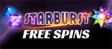 Logo della slot Starburst con la dicitura free spin.