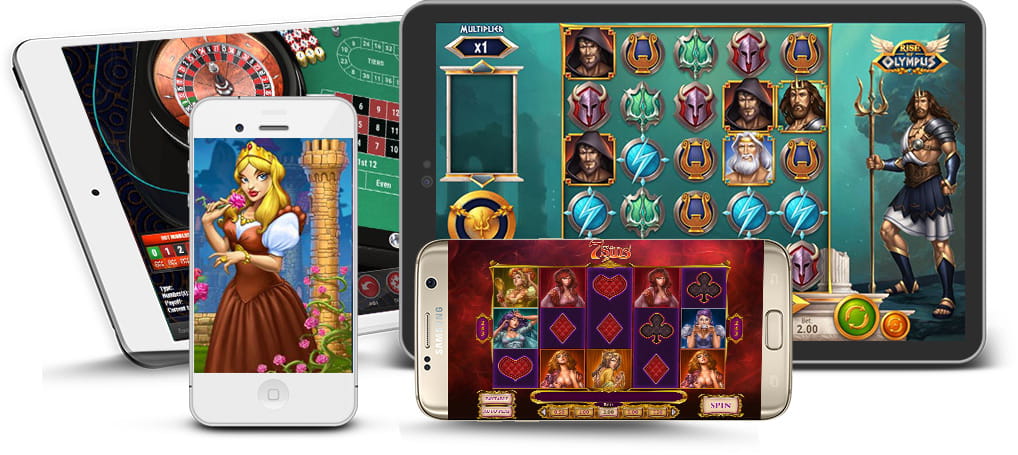 Una carrellata di giochi da tavolo a marchio Play'n GO appaiono su differenti dispositivi portatili, tra cui smartphone e tablet.
