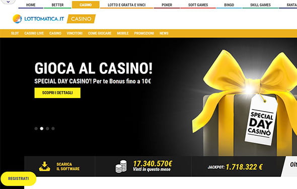 La homepage di Lottomatica, uno dei siti che offre prodotti NextGen.