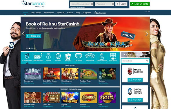 La homepage di StarCasinò, una delle case da gioco che offre prodotti Play'n GO.
