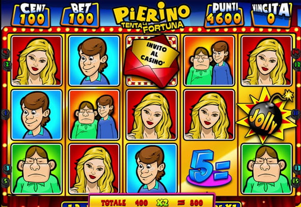 L’interfaccia grafica della celebre slot Pierino tenta la fortuna.
