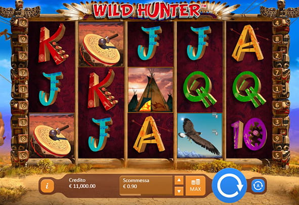 L’interfaccia di gioco della slot machine “Wild Hunter”.