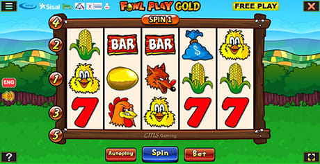 L’interfaccia di gioco della slot “Fowl Play”.
