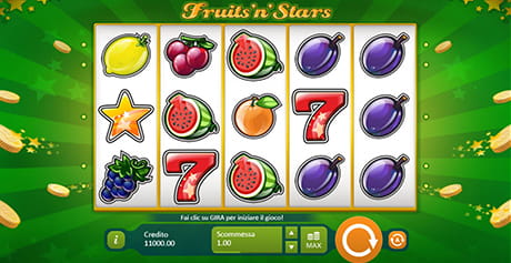 L’interfaccia di gioco della slot “Fruit ‘n Stars”.