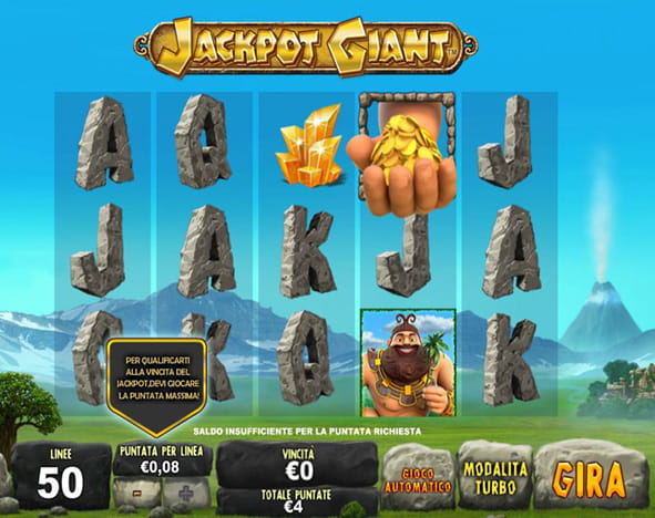 L'interfaccia di gioco della slot jackpot Giant di Playtech.