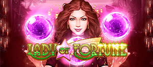 La protagonista della slot Lady of Fortune di Play'n GO ed il logo del casinò Eurobet.