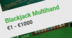 Un'immagine con dei limiti di giocata di un tavolo blackjack indica il vasto range di puntata possibile giocando online
