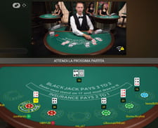 Un tavolo dal vivo del blackjack CasinoMania.
