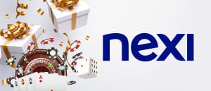 Il logo di Nexi e tante fiche d’oro