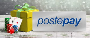 Il logo Postepay e delle fiches da casinò