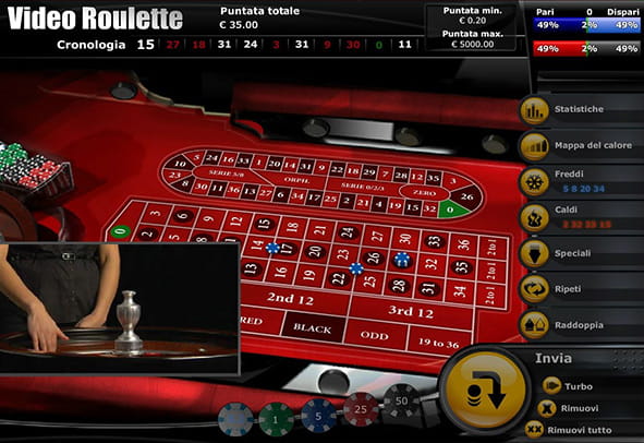 L'interfaccia grafica della Video Roulette di Playtech.