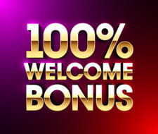 Una scritta Welcome Bonus con la percentuale del 100%.