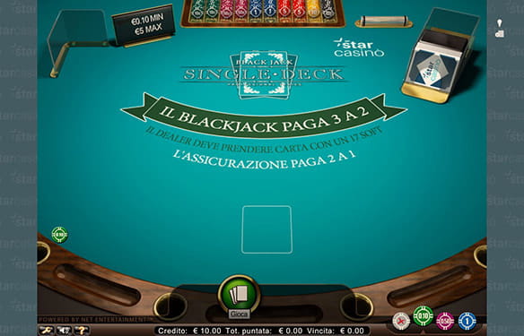 Il blackjack ad un solo mazzo di carte in cui l'obiettivo è totalizzare 21