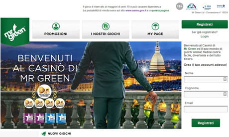 La homepage del casinò Mr Green.