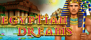 I personaggi principali della slot 'Egyptian Dreams'e il logo del casinò Eurobet.