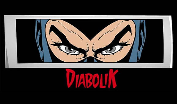 Diabolik e logo della slot omonima sviluppata da Random Logic.