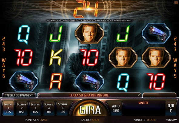 L'interfaccia grafica della slot 24 di iSoftBet