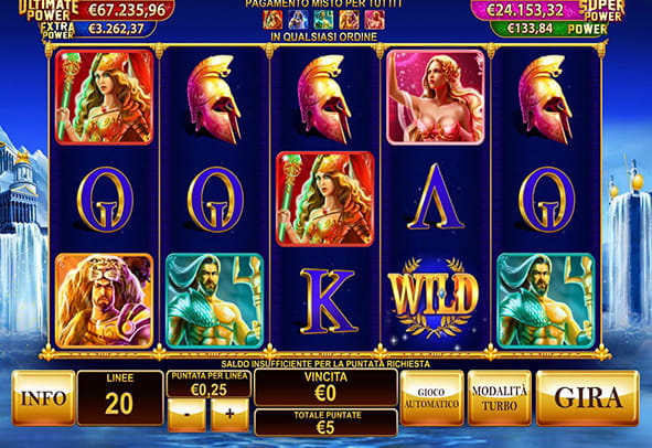 L'interfaccia del gioco slot Age of the Gods.