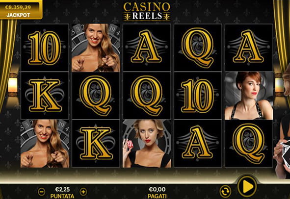 L'interfaccia grafica della slot Casinò Reels targata Random Logic.