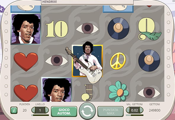 L'interfaccia di gioco della slot Jimi Hendrix targata NetEnt.