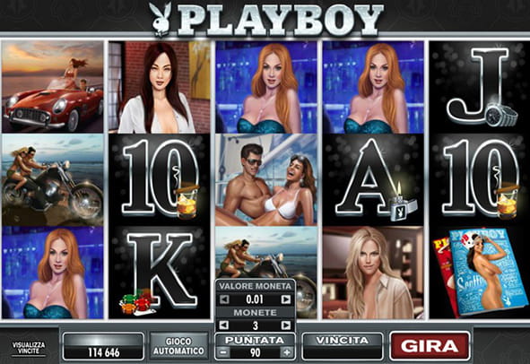 L'interfaccia di gioco della slot Playboy targata Microgaming.