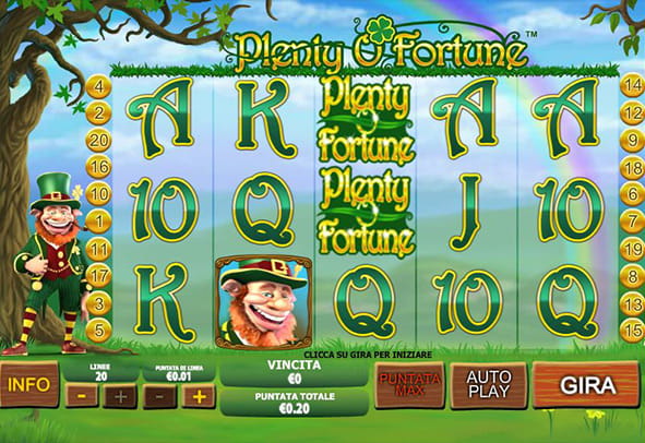 L'interfaccia grafica della slot Plenty O' Fortune.