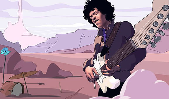 La rockstar Jimi Hendrix, protagonista della slot omonima di NetEnt.