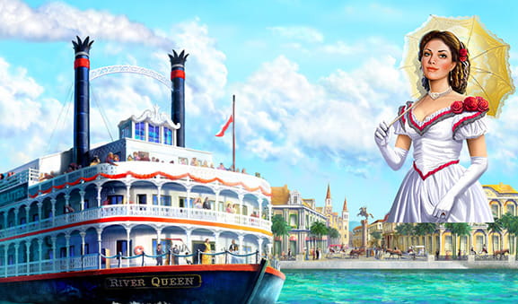 La nave River Queen da cui prende il nome la slot e la protagonista del gioco Novomatic.