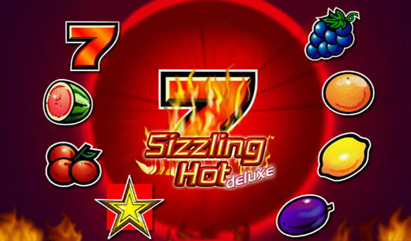 Il logo ufficiale della slot Sizzling Hot Deluxe targata Novomatic.