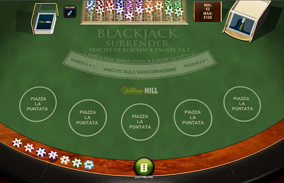 In Blackjack Surrender la resa ti vale il rimborso di parte delle tue puntate