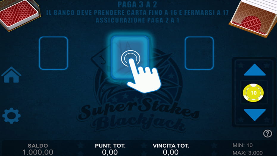 Area di gioco di Super Stakes Blackjack nella sua versione adattata alle dimensioni di uno smartphone.